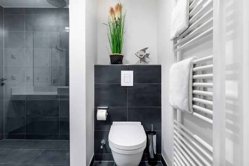 WC und Handtuchheizkörper im Bad